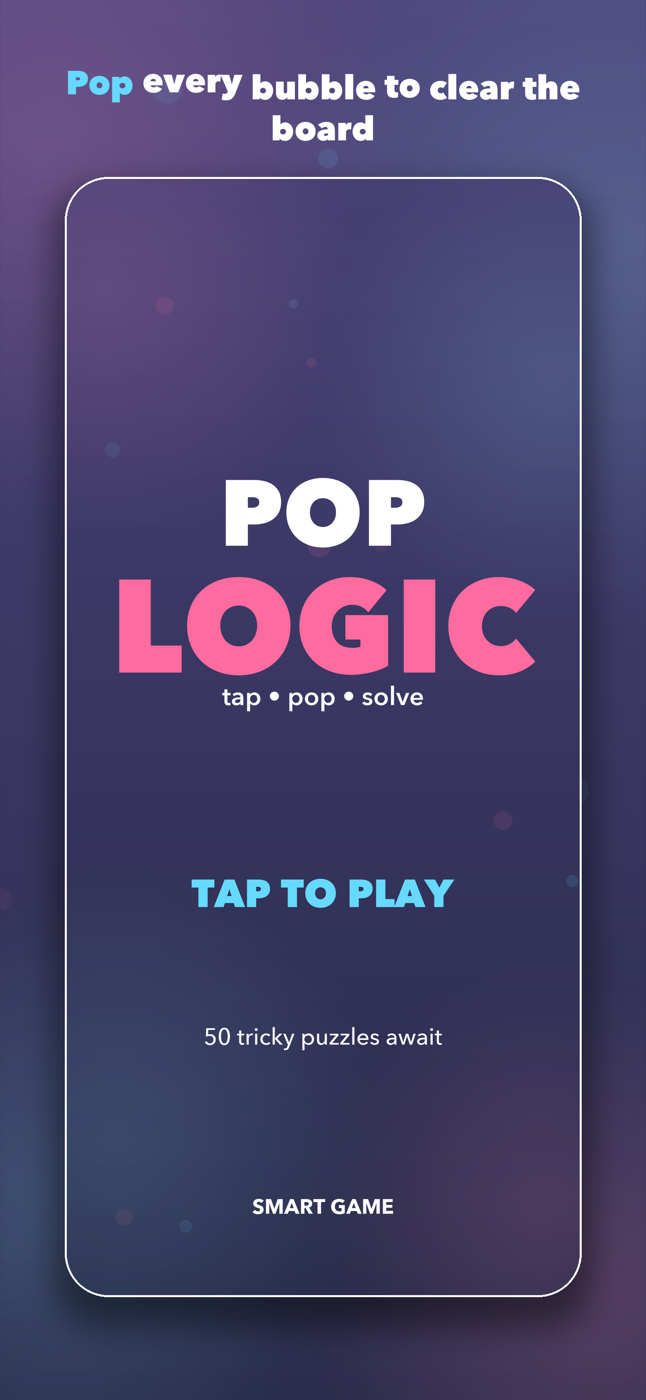 Pop Logic — Title screen — tap to play