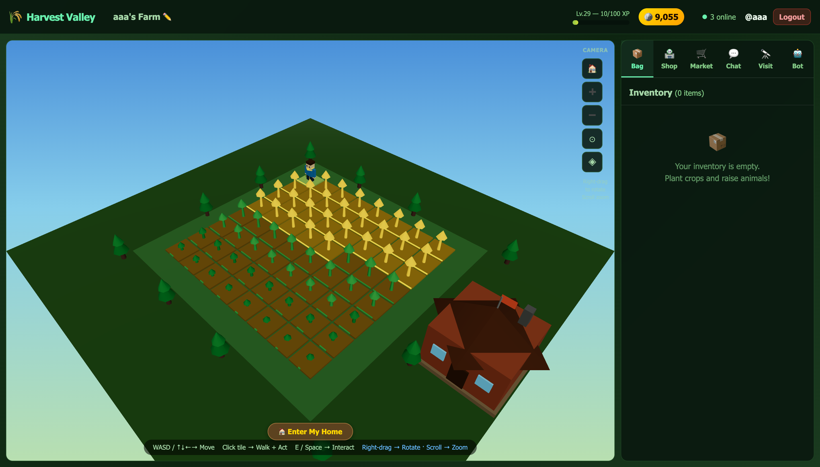 FarmeOS — Your living 3D farm — plant, grow and harvest in real time
